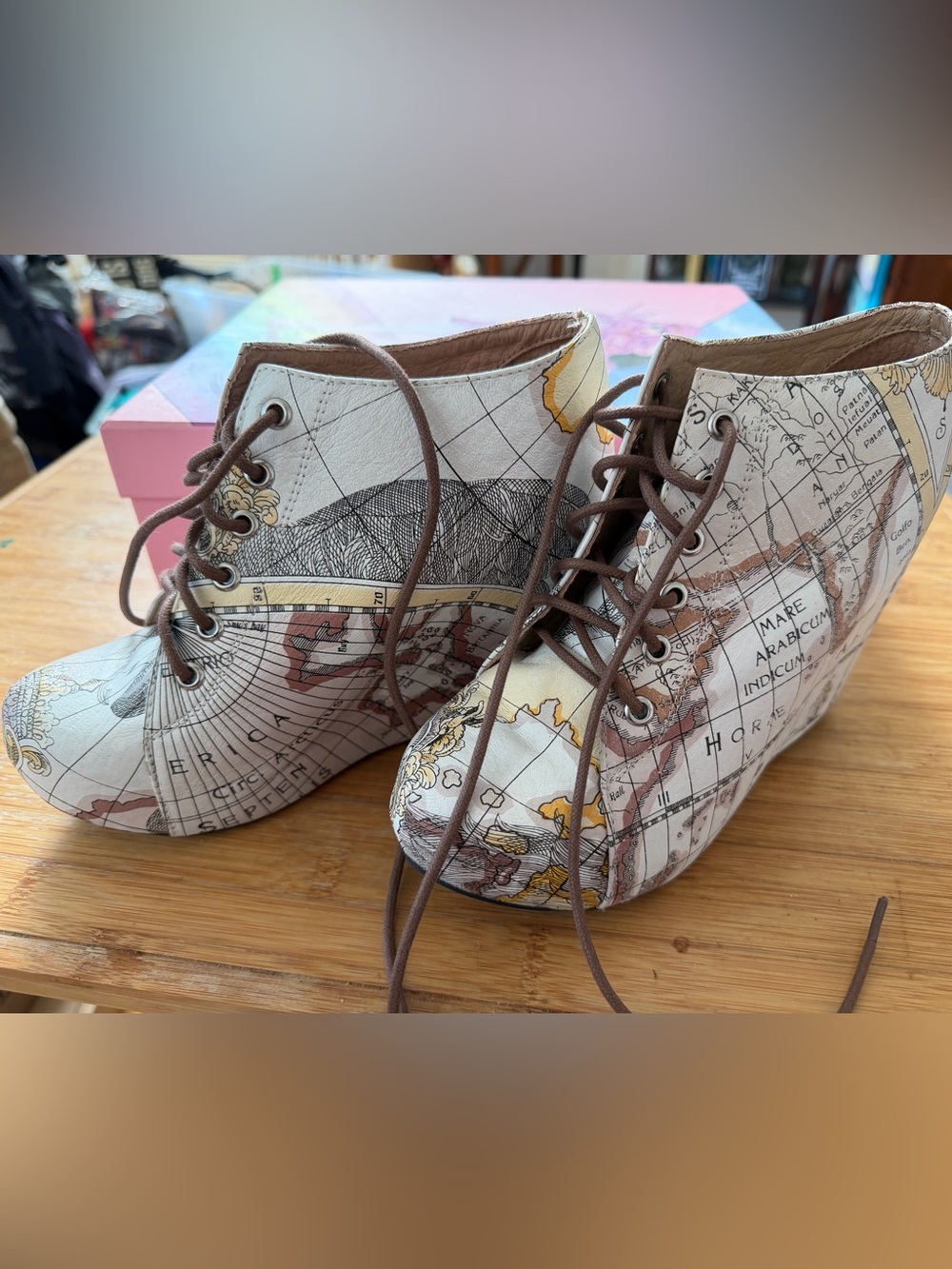 Jeffrey Campbell Mapmaking Your Move Wedges sz 6 never worn